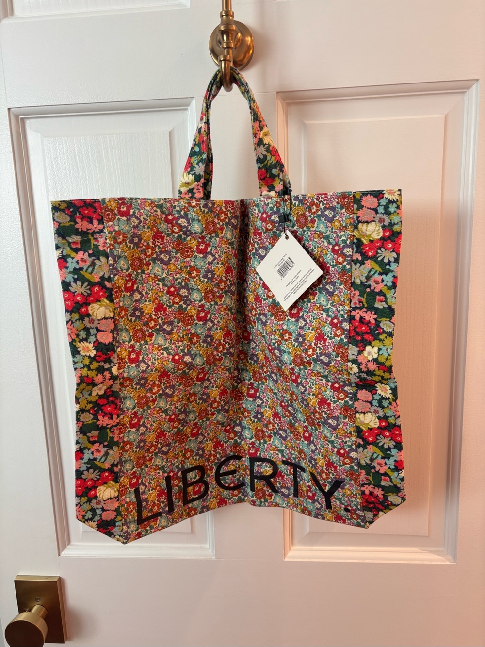 Liberty Floral Print Canvas Tote in Red, Pink, Green, Yellow